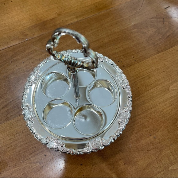 SOLD Antique Hugo silver plated Cruet condiment set of 5 - Picture 5 of 10